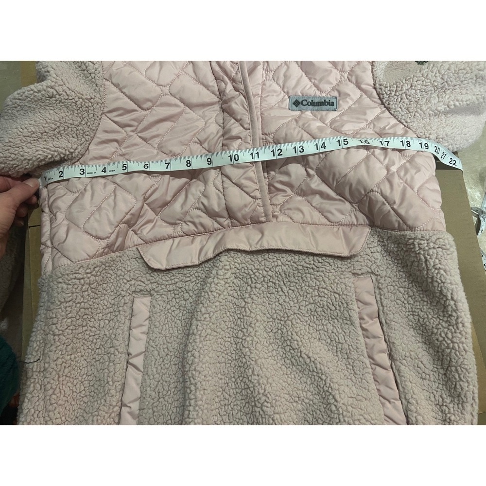 Columbia Pink Quilted Sherpa Fleece Hooded Pullover Jacket Size S - Picture 9 of 9